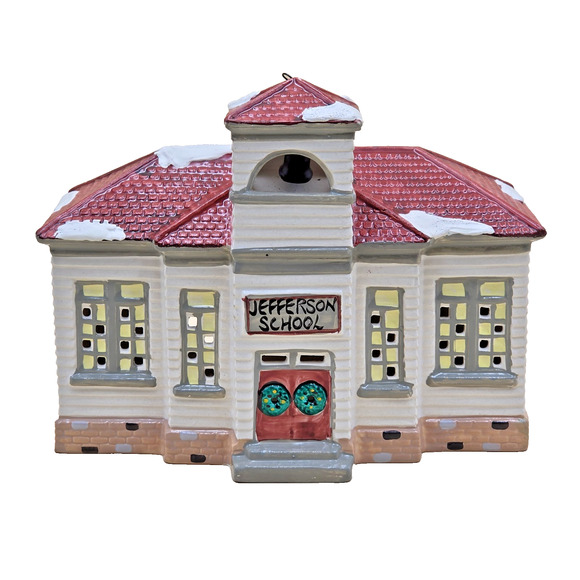 Department 56 Other - Department 56 Original Snow Village Jefferson School + Light Cord 5082-2 Retired